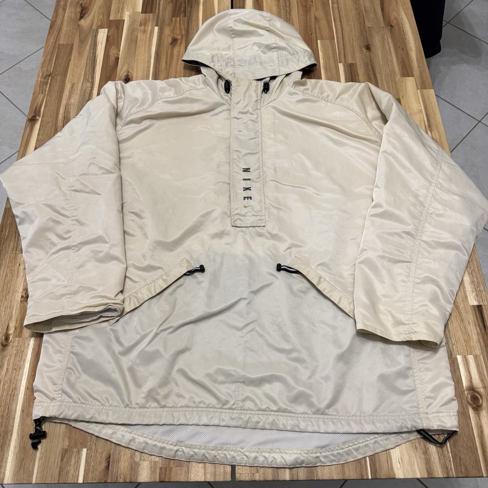 Vintage Nike Jacket Mens 2XL Cream Anorak Windbreaker Pullover 1/2 Zip 90s